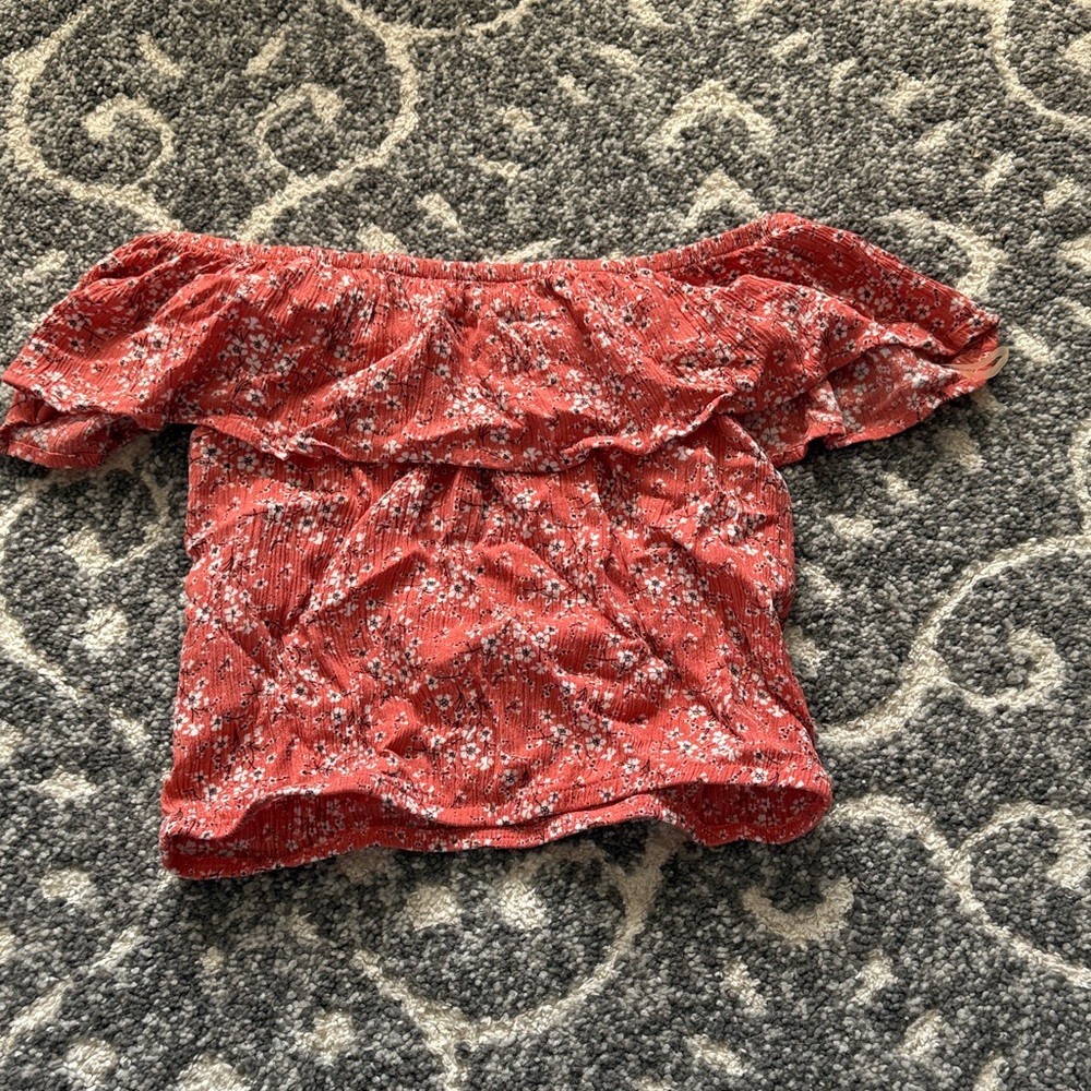 Tilly's Red Floral Off-Shoulder Blouse